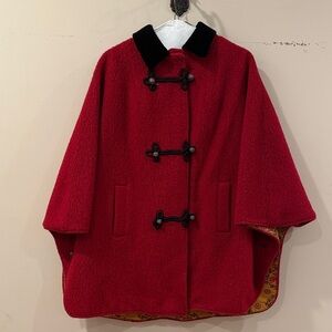 Vintage Austrian Heavy Red Cape with Black Frog Closure